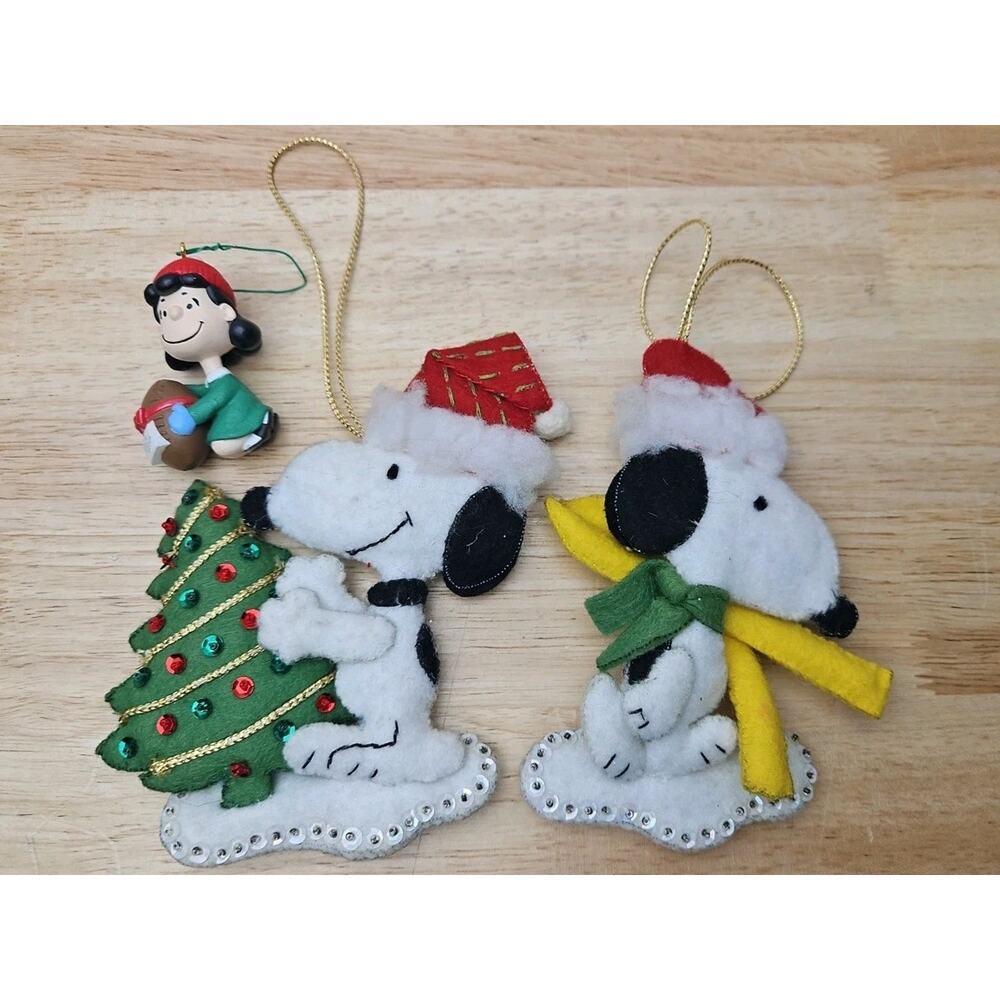 Lot Of 3 VTG 1952/1958 Snoopy Christmas Ornaments